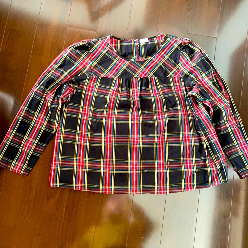 J Crew tartan plaid blouse